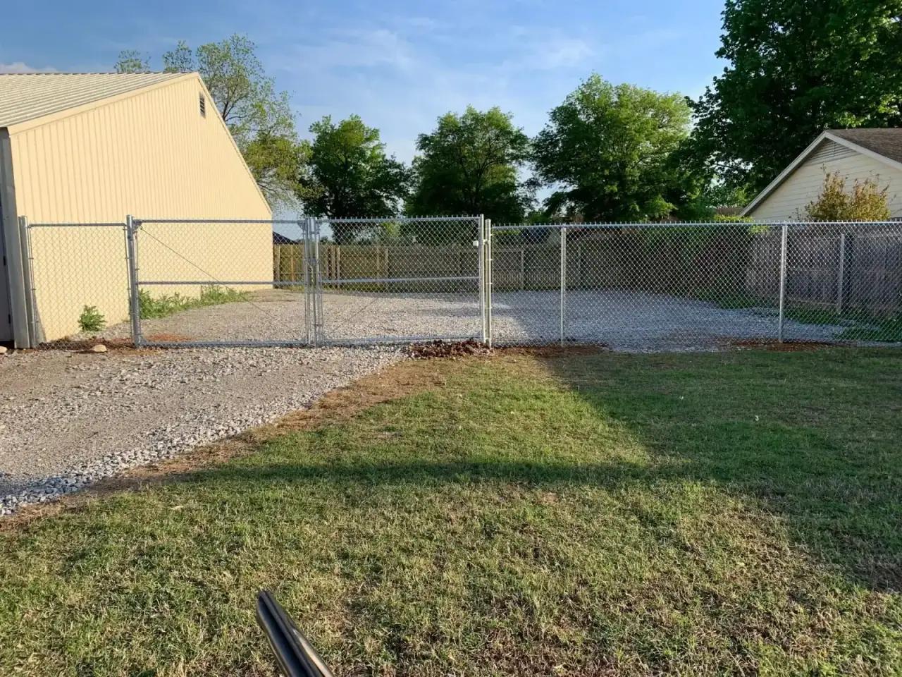 Commercial security chain link fence installed at an Oklahoma City business