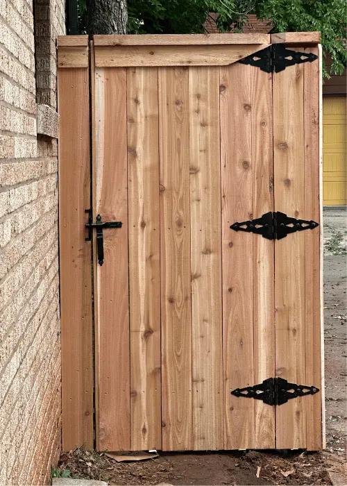 Custom wood privacy fence gate built square in Oklahoma City