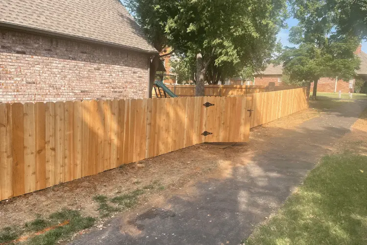 Fence installed along a measured property boundary in Edmond, OK