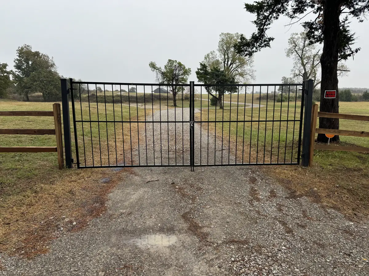 Wrought iron driveway gate on an Oklahoma City metro property